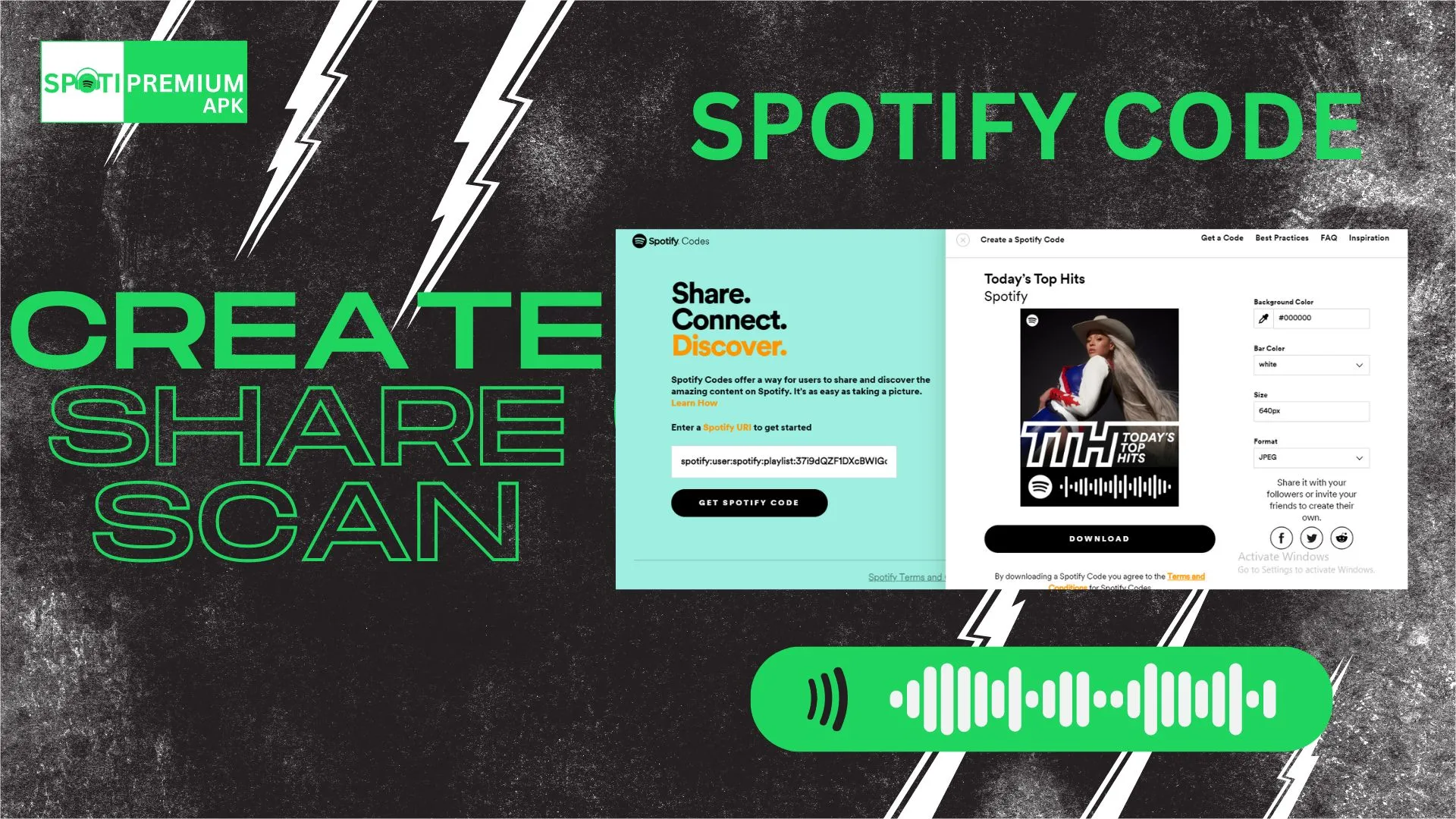 crear, compartir y escanear código de Spotify
