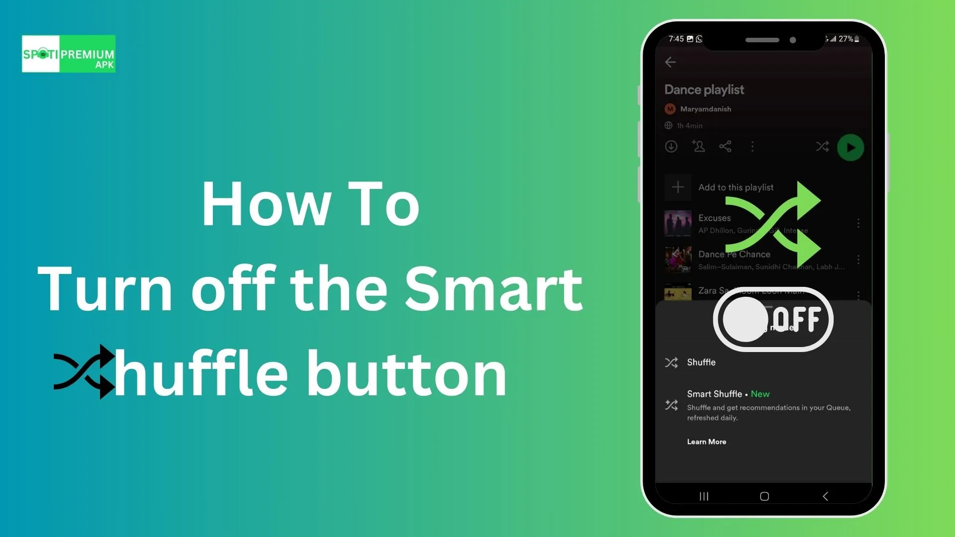 how to turn off smart shuffle button