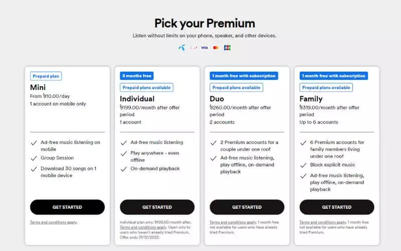 Spotify Premium pricing plans